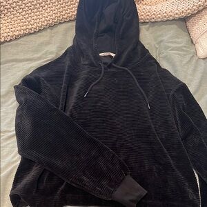 TAVI NOIR L VELOUR CROP HOODIE